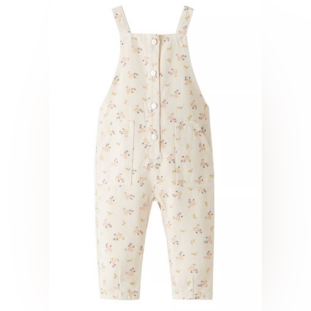 Zara Kids Floral Print Twill Overalls 18-24 mos
